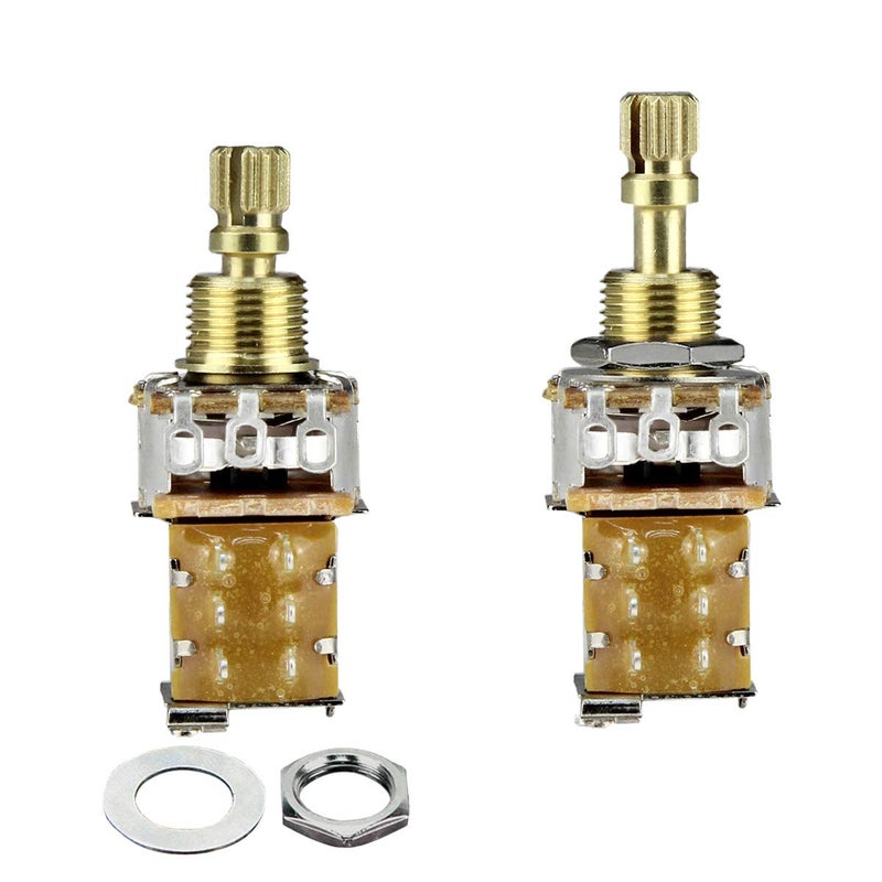 FLEOR 2pcs B500K Push Push Guitar Pots Short Copper Split Shaft Linear Taper Potentiometers - Image 1